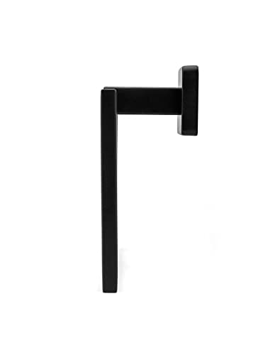 QWORK® Black Towel Ring Towel Holder, Wall Mounted Bathroom Shower Hand Towel Holder Hanger, Modern Square Style