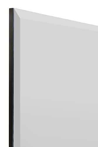 MirrorOutlet The Moderni - Large Bevelled edged Modern Square Wall Mirror 24" X 24" (60cm X 60cm) Silver Mirror Glass On A Black Backing