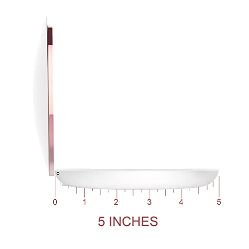 Kostlich Compact Makeup Mirror with Dimmable LED Lights, 1x/7x Magnifying, Rechargeable 127mm Wide Portable Travel Mirror for Handbag Purse, Whit