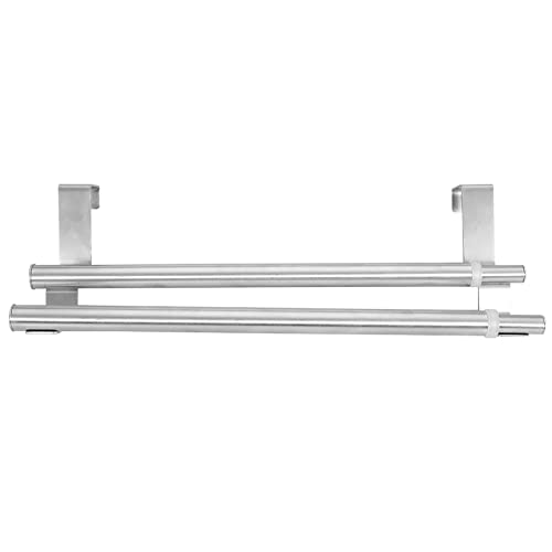 LiebeWH Over Door Towel Rails Stainless Steel Bath Towel Rack Retractable Over Door Towel Bar Bedroom Towel Shelf (40cm retractable double pole)