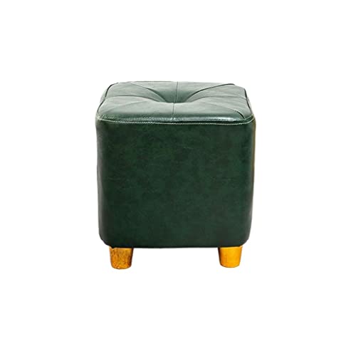 LEIGE Sofa Stool Low Stool Household Living Room Leather Stool Square Seat Stool (Color : Argento, Size : Talla �nica)