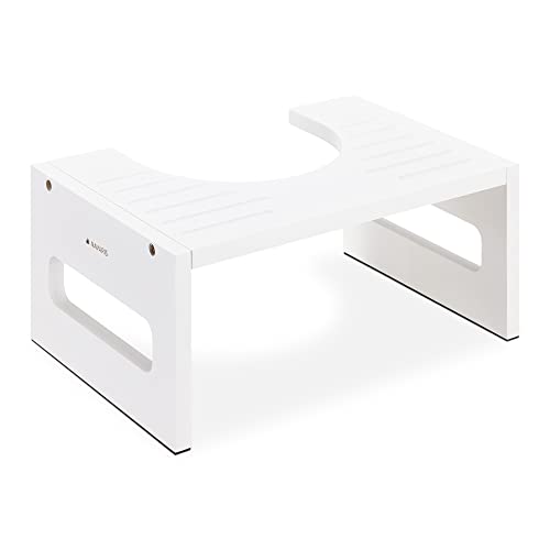 Navaris Toilet Stool for Adults - Squatting Adult Step Footstool for Use on Bathroom Toilet - Bamboo Step for Toilet Squat Position - Black