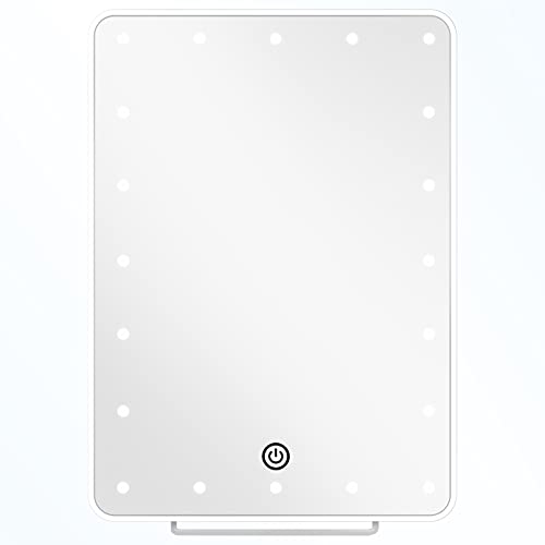 himaly Square Makeup Mirror with Light Double Sided 360 Degree Rotation LED Vanity Mirror with Stepless Lighting & Touch Control Dual Power Suppl