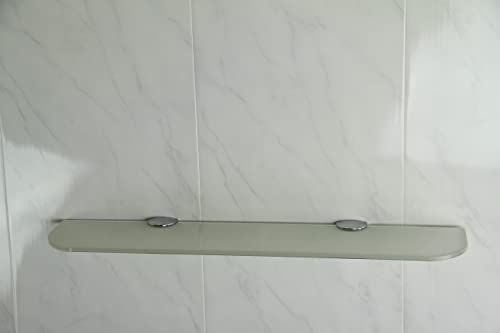BSM Marketing Glass shelf with curved corners 3 sizes 300mm 400mm 500mm and 3 colours Clear White Black Bathroom Kitchen Bedroom (400mm x 100mm,