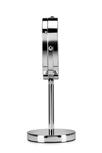 Croydex Chrome Illuminated Battery Operated Pedestal Mirror with 3x magnifying, H:30cm x W:12cm x D:18cm, MM703000E