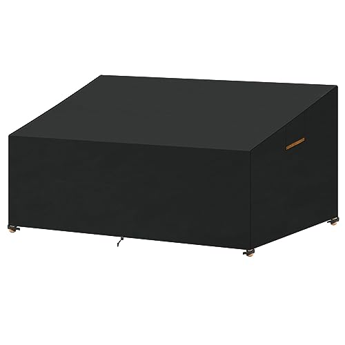 SanGlory Garden Sectional Sofa Cover 3-4 Seater Garden Sofa Cover Outdoor Garden Couch Cover Garden Lounge Seat Cover Waterproof Rattan Corner So