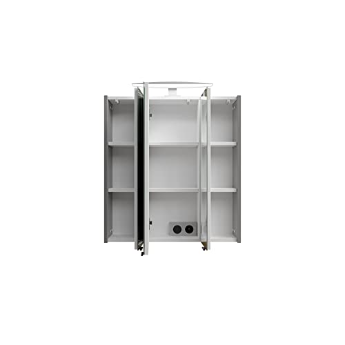 Pelipal 39-I Mirror Cabinet, Engineered Wood Glass, Quartz Grey matt, 70x65x16 cm