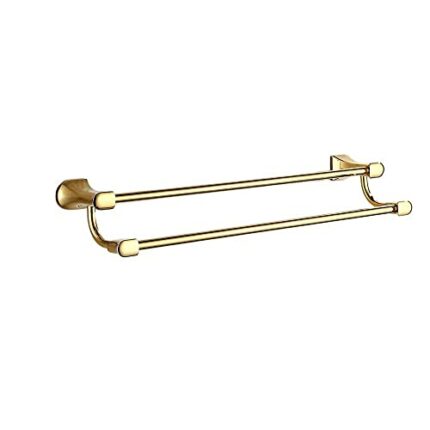 -Shelf,Towel Rack Towel Rail, Bathroom Accessories Oval Double-Bar Towel Rail, Bathroom Hardware Accessories,Surface Towel Rack Copper Gold