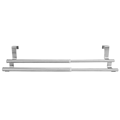 LiebeWH Over Door Towel Rails Stainless Steel Bath Towel Rack Retractable Over Door Towel Bar Bedroom Towel Shelf (40cm retractable double pole)