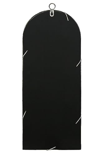 MirrorOutlet The Arcus - Concrete Colour Framed Modern Arched Garden Wall Mirror 25" X 9" (64CM X 24CM) Silver Mirror Glass with Black All weathe