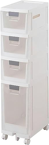 OPSREY Bathroom Floor Cabinet with Drawers Narrow Tall Floor Storage Drawer Cart with Clear Storage Drawers and Casters Large Capacity Slim Toile