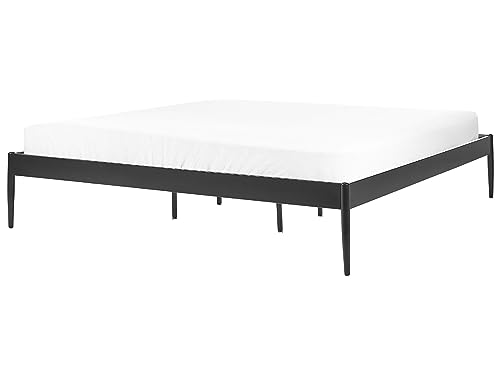 Modern Minimalist EU Super King Size Bed Frame Metal Plywood Slats Black Vaurs