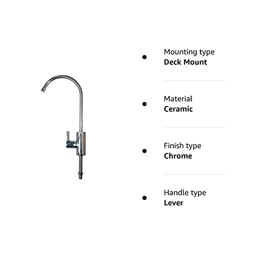Mini Swan Neck Drinking Water Filter Tap, Modern Chrome Finish, Fits All Water Filter Systems & RO