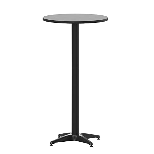 Flash Furniture Mellie 23.5" Aluminum Indoor-Outdoor Bar Height Table, 24" Round, Black