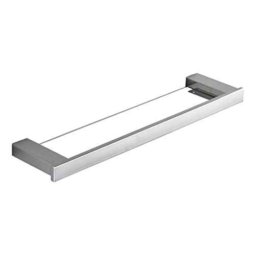 RAKUTE Hair Dryer Holder Bathroom Shelves Brushed Gold Stainless Steel Wall Mounted Bathroom Storage Holder with Single Tempered Glass Hardware S