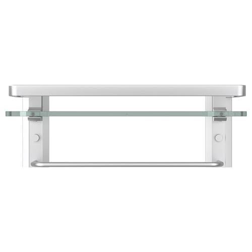 Danpoo Bathroom Wall Shelf, Tempered Glass Bathroom Shelf with Towel Bar(Matte Silver)