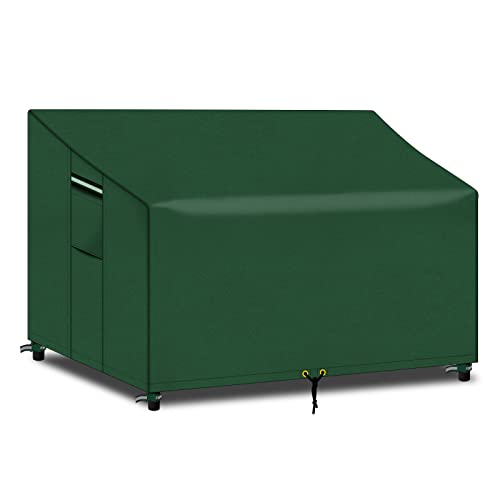 PATIO PLUS 2 Seater Garden Bench Cover Waterproof with Air Vent 134x66x63/89cm for Outdoor Garden Bench Tear Resistant 600D Oxford (Black)