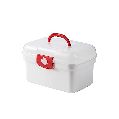 Hpory Medicine Storage Box, Portable Medicine Box Medicine Organiser Box with Handle Buckle, Layering First Aid Medicine Box Dustproof Medicine O
