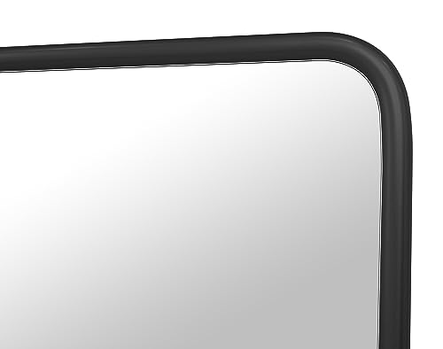 FOMAYKO Farmhouse Black Metal Framed Recessed Bathroom Medicine Cabinet with Mirror Rounded Rectangle Vanity Mirros for Wall 22x30 inch