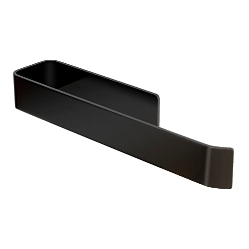 JS Self Adhesive Hand Towel Holder Towel Rail Black Towel Ring for Bathroom Kitchen Stick on Wall No Drilling