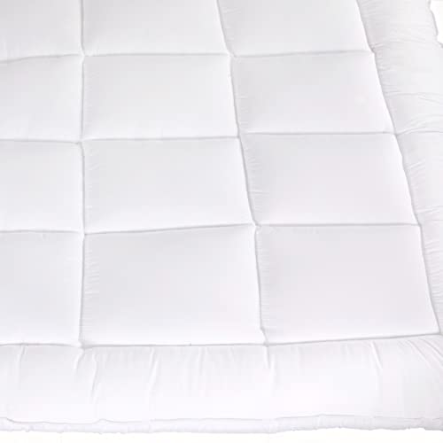 Mattress Topper Microfiber Shell Hollowfiber Filling Four Inch Thick (Ten Centimeters) Super Soft Elastic Strap Corners (Single)