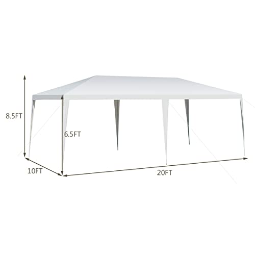 MIAOZI 10'x20' Outdoor Party Wedding Tent Heavy Duty Canopy Pavilion White Powder Coated Steel