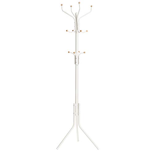 SONGMICS Metal Coat Rack, Clothes Stand, Hat Handbag Hanger, 182 cm Tall Hall Tree, Black RCR19B