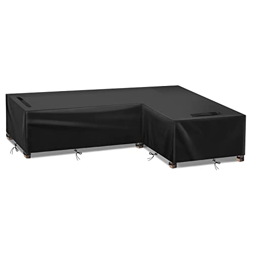 GEMITTO Patio Sofa Cover, Outdoor Sectional Furniture Cover, Waterproof Garden Couch Cover L-Shaped (Short Right Wing, Long Left Wing)