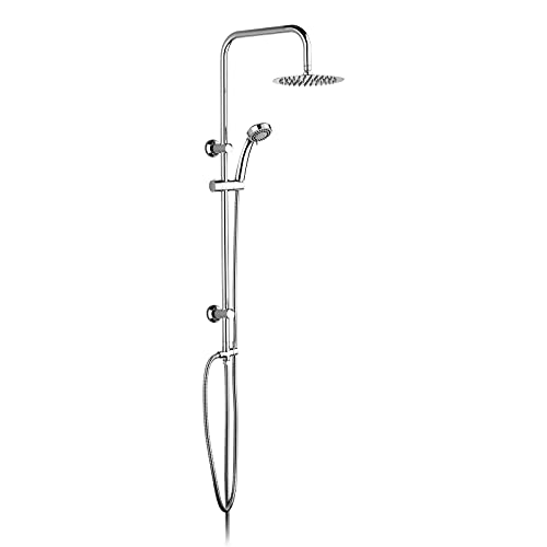 Ibergrif M20702 Shower Column System Without Tap, Shower Set Included Rainfall Shower Head, Handheld Shower, Hoses, Diverter, Shower Rod, Mountin