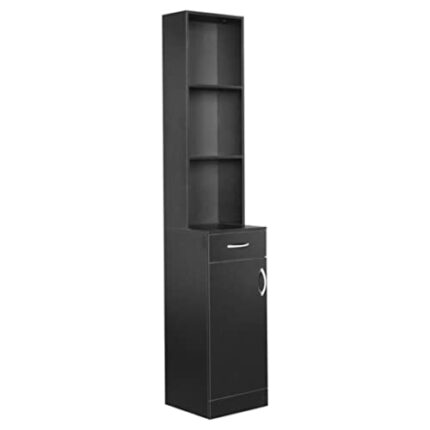 MDF With Triamine Door Drawer Three Compartment High Cabinet Bathroom Wall Cabinet Black