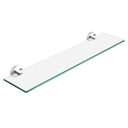 KES Glass Shelf with Stainless Steel Bracket, 60CM Bathroom Shelf Floating Shelf Tempered Glass Wall Mounted Polished Finish, A2024S60