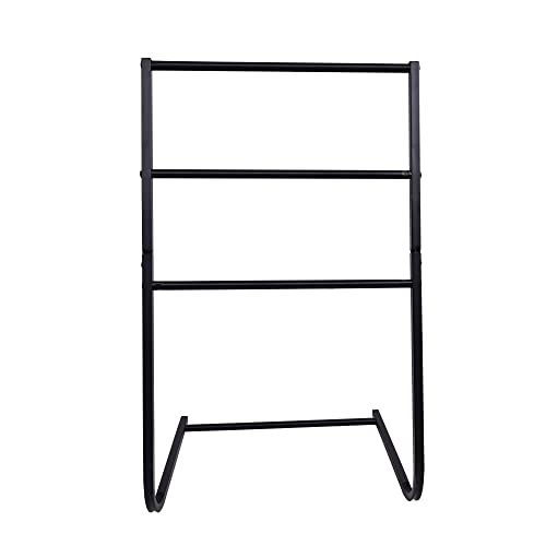 Freestanding Metal Towel Rack Scarf Rack Coat Rack 3 Bars Freestanding Drying Shelf For Bathroom, Bedroom, Living room 3-Tiers Black
