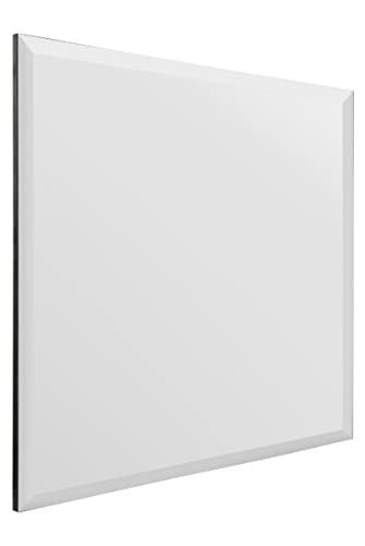 MirrorOutlet The Moderni - Large Bevelled edged Modern Square Wall Mirror 24" X 24" (60cm X 60cm) Silver Mirror Glass On A Black Backing