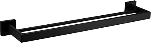 Double Towel Bars, bathroom towel rack Black 304 Stainless Steel Towel Rails Heavy Duty Towel Holder Wall Mounted Towel Storage Rack for Bathroom