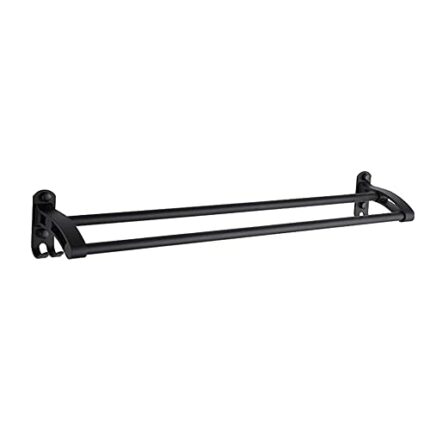 -Shelf,Towel Rack 23.6 inch / 60 cm Matte Black Towel Rail,Double Bathroom and Kitchen Towel Racks, Aluminum Wall Towel Bar