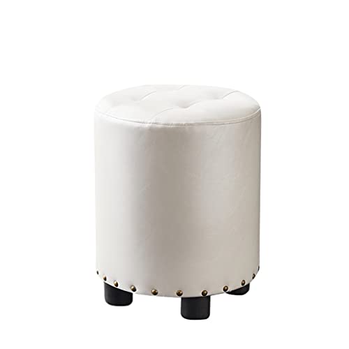 LUKEO Small Stool, Household Living Room Sofa Stool, Solid Wood Leather Pier Stool, Household Round Stool (Color : 3-pack, Size : Talla �nica)