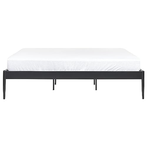 Modern Minimalist EU Super King Size Bed Frame Metal Plywood Slats Black Vaurs