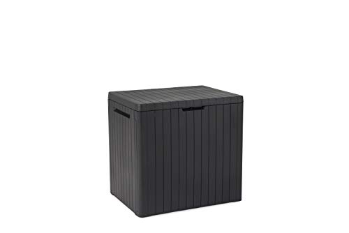 Keter Brightwood 454L Outdoor Garden Storage Box Garden Furniture - Brown & City 113L Outdoor Garden Storage Box Garden Furniture - Dark Grey