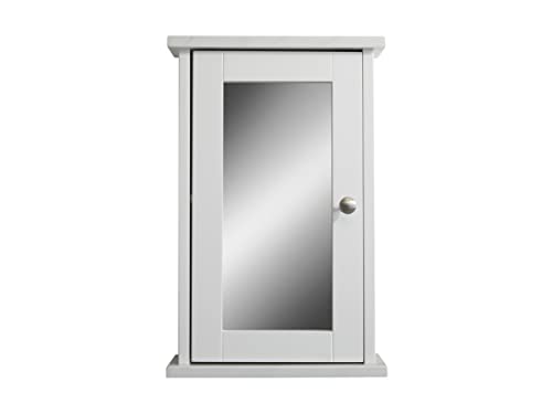 House & Homestyle Carrara Marble Effect Top Single Mirror Door Cabinet for a Touch of Elegance – 46.2 x 30 x 14cm, White