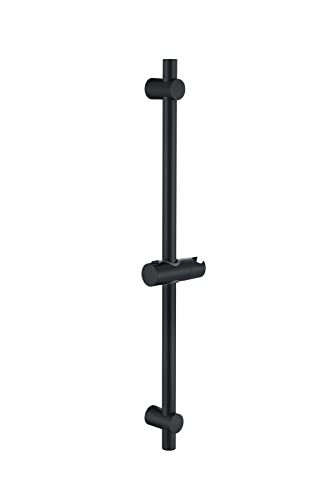 Black Shower Rail 70cm Stainless Steel Shower Riser Rail Kit with Height and Angle Adjustable Shower Head Holder, MCADYS Shower Slider Rail, Show