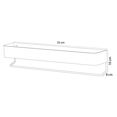 Sealskin Wall Rack with Towel Rail, Metal, White, 55 cm