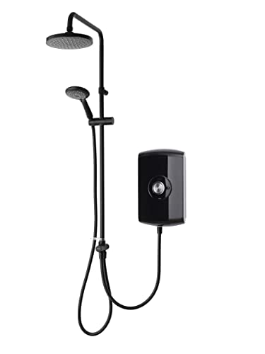 Triton Showers GEAMDU93 Amore DuElec | Shower Electric | 9.5KW | Black Gloss I Electrical Showers | With Showerhead and Anti Twist Hose | Rainfal