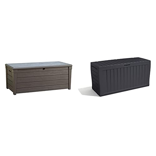 Keter Brightwood 454L Outdoor Garden Storage Box Garden Furniture - Brown & Marvel+ 270L Outdoor Garden Storage Box Garden Furniture - Graphite G