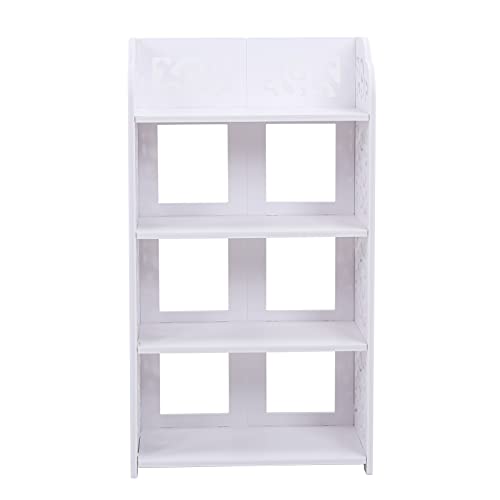 Carved Shoe Cabinet, 4 Tiers White Corner Shoe Cabinet Modern Multifunctional Hollow Carved Shoes Rack Wood Shoes Storage Rack Organising Shelf f