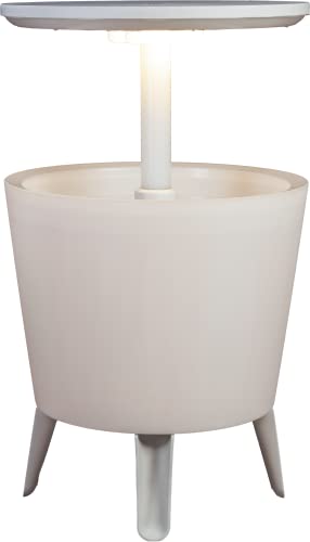 Keter Cool Bar Plastic Outdoor Ice Cooler Table Garden Furniture - white/brown