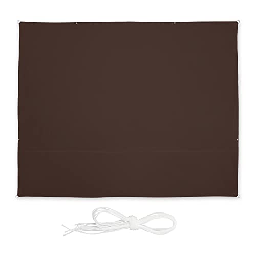 Relaxdays Rectangular Sun Shade Sail W x D: 3 x 4 m Water-Repellent UV Resistant with Guy Ropes Patio Balcony Brown