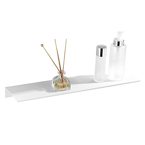 Biutimarden Bathroom Shelf 40cm White No Drill Bathroom Shelves Self Adhesive Rustproof Wall Mounted Storage Aluminum Bathroom Accessories Organi