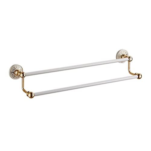 HIGOH Towel Racks, Towel Rail for Bathroom,Double-Bar Hand Towel Holder, and Hand Towel Holder,Towel Bar,Space Aluminum European Bathroom Hardwar