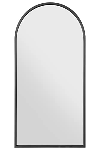 MirrorOutlet The Arcus - Black Framed Modern Full Length Arched Garden Wall Mirror,160 x 80cm