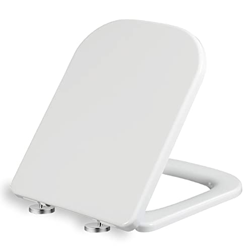 Mass Dynamic Square Toilet Seat with Soft Close Top Fix Toilet Seats with One Button Quick Release Cleaning for Better Hygiene, Rectangle Loo Sea